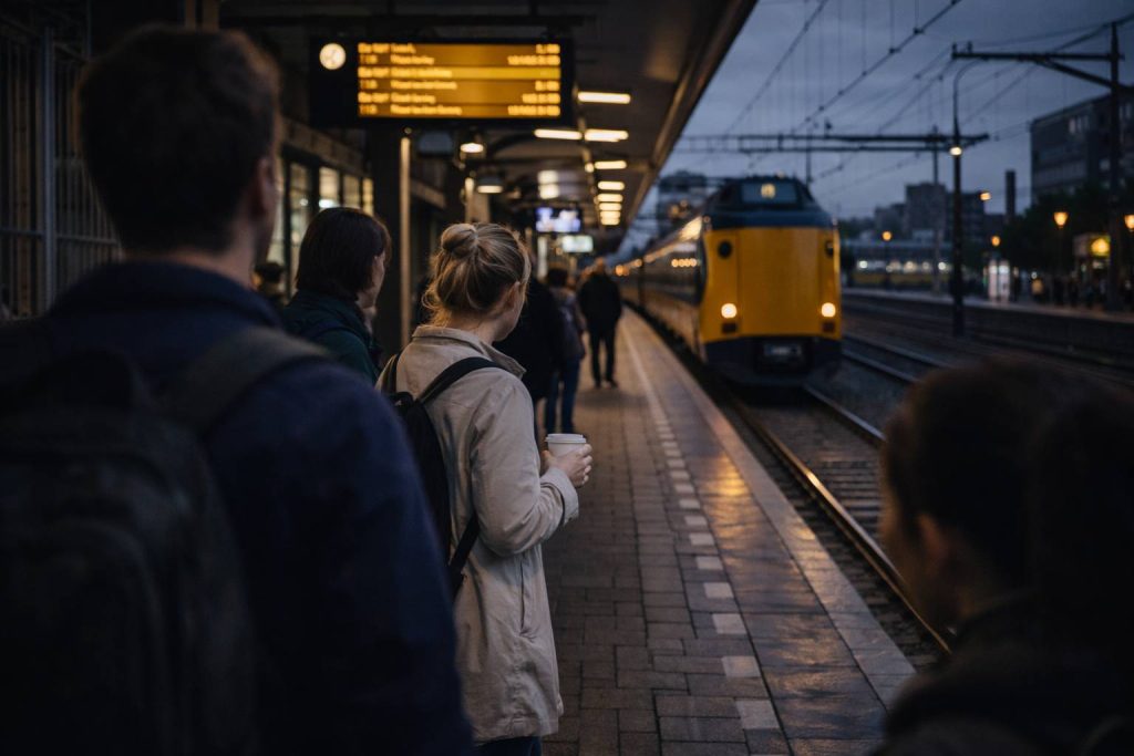 Alles wat je moet weten over OV / NS Openingstijden in Den Haag (2026) Perron van de avondtrein